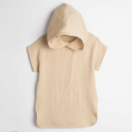 Poncho bambini Nicol 224392 mussola 100% cotone con cappuccio - beige