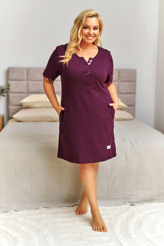 7472 Doctor Nap camicia da notte in cotone bordeaux con tasche-burgundy