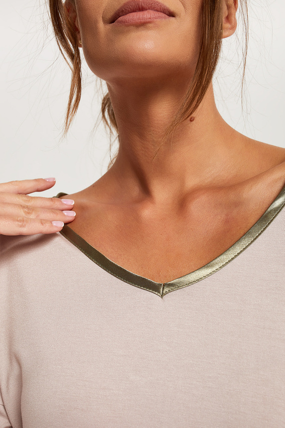 Indonesia Pigiama donna manica 3/4, pantaloni 3/4 Moda italiana - beige/stampa