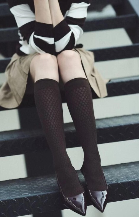 606 Glam Calze al ginocchio 40 den Gabriella chocco - motivo geometrico, morbido ed elastico