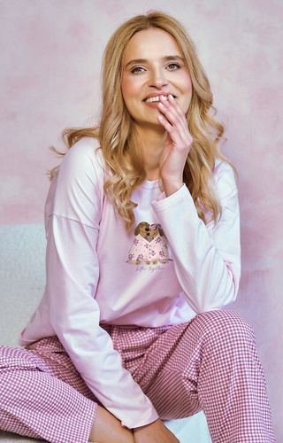 3434 Elisa Pigiama donna Taro - 100% cotone, manica lunga, stampa cagnolini