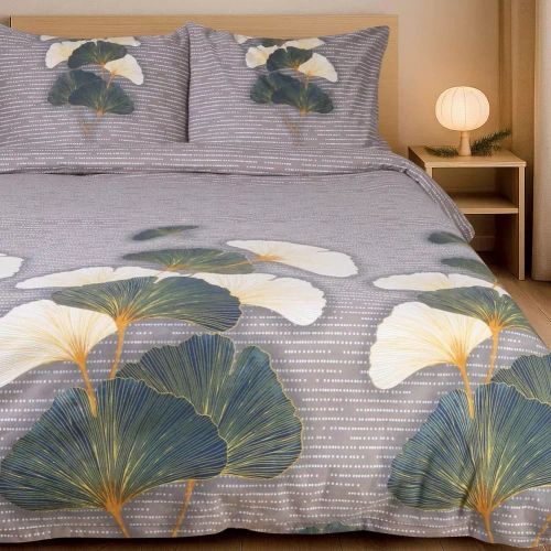 31510/2 Biancheria da letto Flannelove Darymex beige verde foglie di ginkgo - set, 100% cotone, caldo e morbido