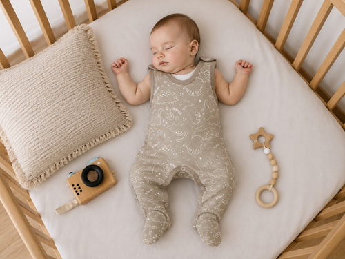 SC16530 Mamatti Pigiami Neonato in Cotone Dinosauri Beige Set Nascita