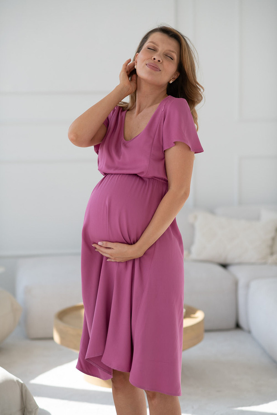 Abito premaman e allattamento Lovely Dress Midi 100% viscosa Milk&Love rose