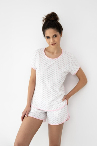 Pigiama donna Sensis Jovie bianco in cotone con shorts estivi