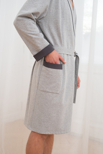 Gabriel Accappatoio da uomo con tasche Moda italiana- melange/grafite