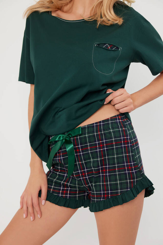 Foggia Pigiama da donna a maniche corte, pantaloncini Moda italiana - verde/stampa