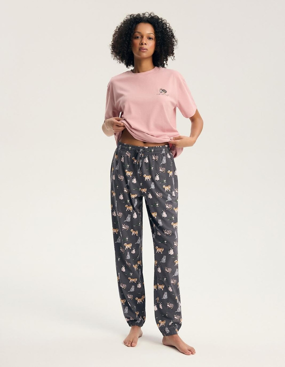 Pigiama donna Henderson Ginni 45420 100% cotone pantaloni lunghi gatti