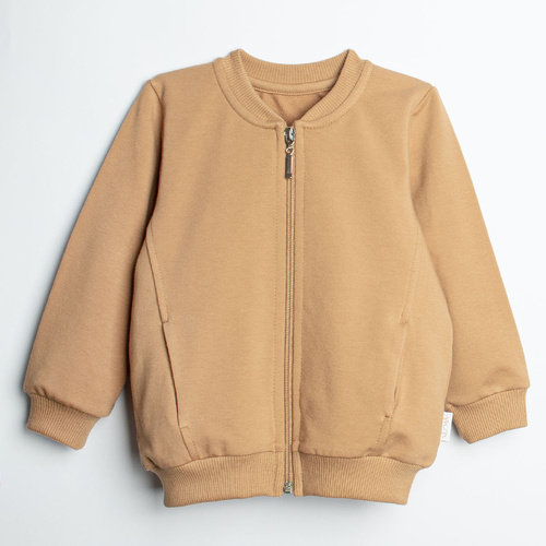 Nicol Olo 222274 felpa bomber da bambino in cotone color caramello con zip