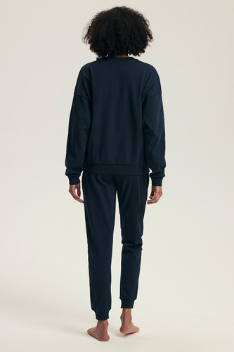 Pigiama Henderson donna 43705 Delancy blu navy - cotone, manica lunga, comodo e alla moda