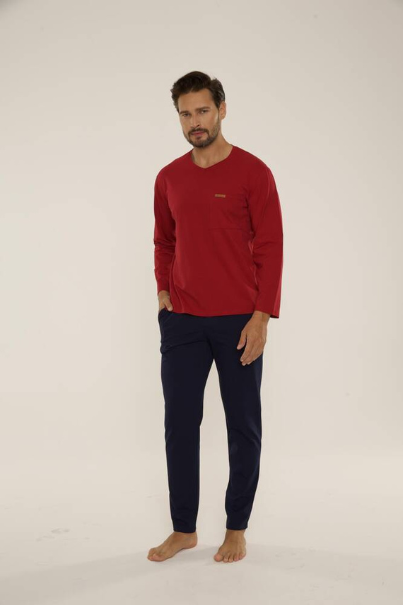 683 Kevin Forex Pigiama da uomo - marrone - blu navy