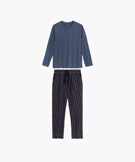 NMP-393 Blu Atlantico - pantaloni da pigiama da uomo in flanella di cotone