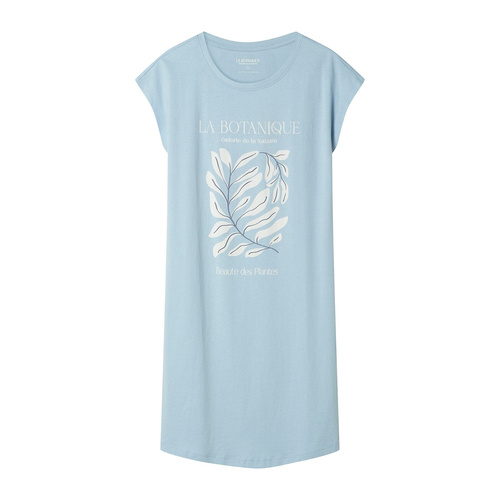 Camicia da notte da donna 45183 Estes blue , cotone, manica corta, scollatura semirotonda, vestibilità ampia