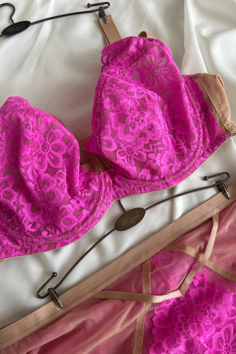 Mediolano Crazy Pink 19249 Reggiseno Soft per Taglie Grandi Pizzo Rosa