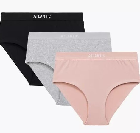 3CLP-009/Z25 Mutandine Atlantic donna nero-rosa-grigio - maxi Sport, cotone, 3 pz.