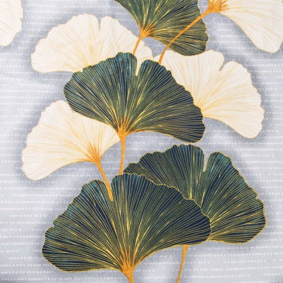 31510/1 Flannelove Darymex grigio verde foglie di ginkgo - set, 100% cotone, caldo e morbido