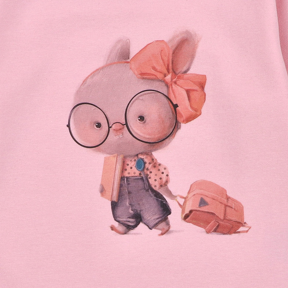 KAR-3011 Camicetta da bambina a maniche lunghe Lagarto Verde rosa - elegante, cotone, produzione polacca