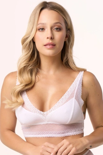 210 Bralette in pizzo Babell bianco - delicato, senza ferretto, elastico | Comfort e delicatezza femminile