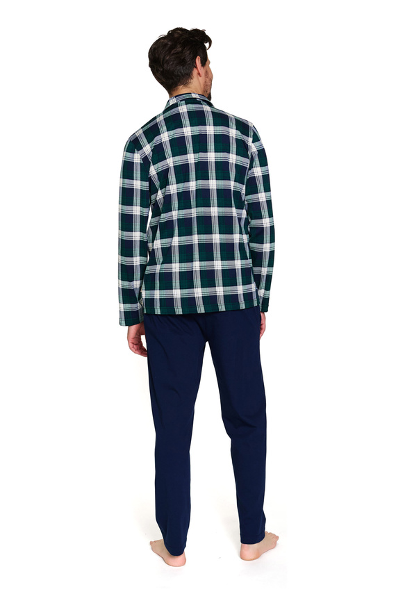 Doctor Nap 7367 - Pigiama da uomo in cotone con camicia a quadretti | 100% cotone, lucido - smeraldo