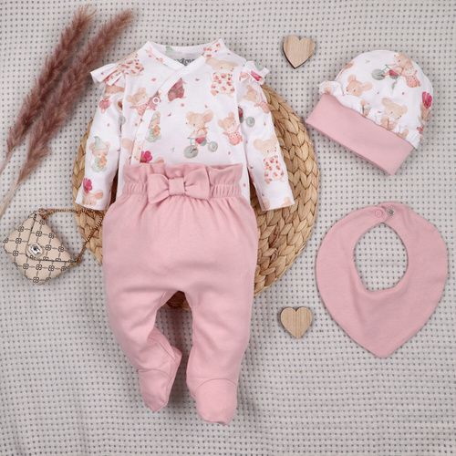 Completo neonato NINI Little Mouse cotone biologico body ghettina cuffietta