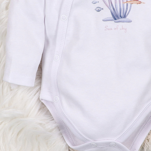 ABN-5472 Body a busta a maniche lunghe Nini, bianco, in cotone biologico, per neonati