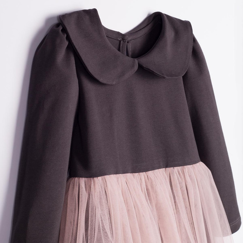 Vestito bambina Nicol Tosia 225166 in tulle grigio e rosa cipria