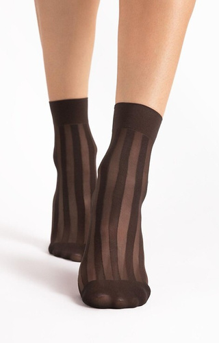 G 1194 Vibe Calze da donna Fiore 20 den mocca - motivo a righe, elegante