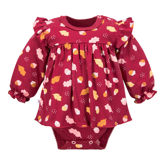Fluffy Tails Body-dress baby Eevi - maroon, manica lunga
