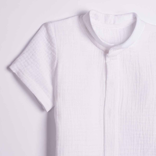 Camicia bambino Nicol 224350 mussola 100% cotone manica corta - bianca