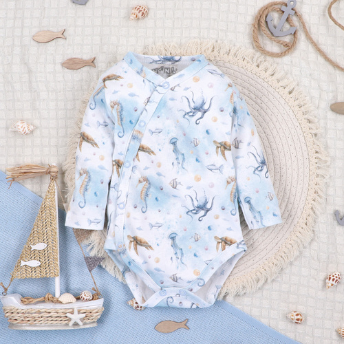 ABN-5441 Sea Of Joy Nini busta corpo blu - cotone organico, per neonati