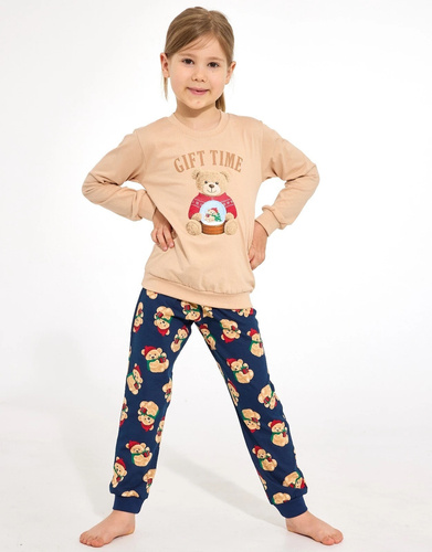 Cornette Gift Time Christmas 594/204 592/204 Pigiama bambina beige 100% cotone