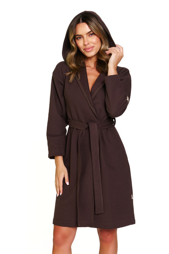 Doctor Nap 7331 - Vestaglia da donna in cotone con cappuccio | 100% cotone, lucidata - brownie