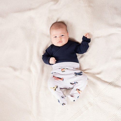 219096 Body bambino Willy Nicol in cotone blu navy a costine senza bottoni - manica lunga