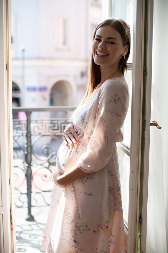 Sukienka ciążowa Milk&Love do karmienia Lovely Dress Midi manica 3/4 rami colorati