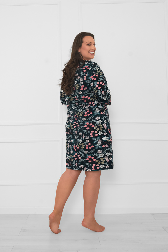 Camicia da notte donna in cotone con maniche a 3/4 Lucja - fantasia floreale Moda italiana