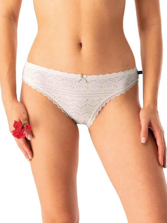 Mutandine da donna LPR 752 B25 Key in cotone grigio-beige, confezione da 2 pezzi in scatola, comoda e classica