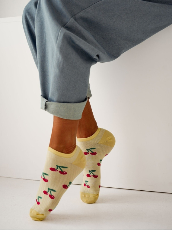 Stopki 1146-097 Milena Calzini donna in cotone Ciliegie e righe Comfort effetto burro