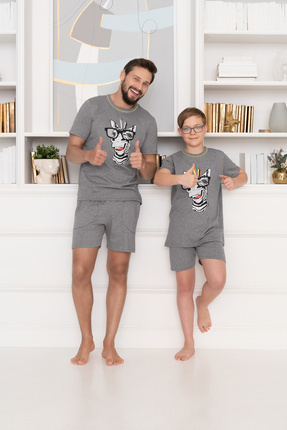 Pigiama Crazy Boys a maniche corte, pantaloni Italian Fashion- melange medio