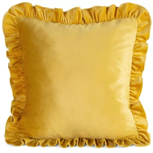 Copricuscino Brenda 45x45 verde salvia velluto volant mustard