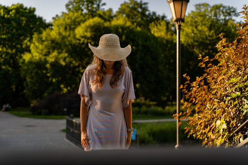 De Lafense Cote 062 Abito Donna a Righe con Viscosa Taglio Largo - blu scuro