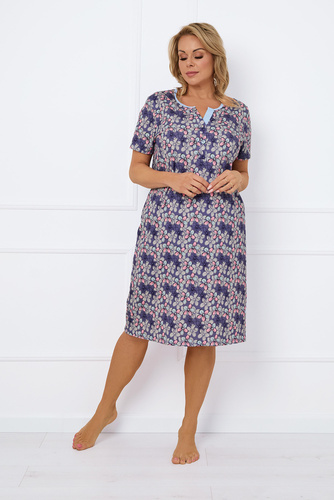 Camicia da notte sbottonata Carbonia, manica corta Moda Italiana - stampa