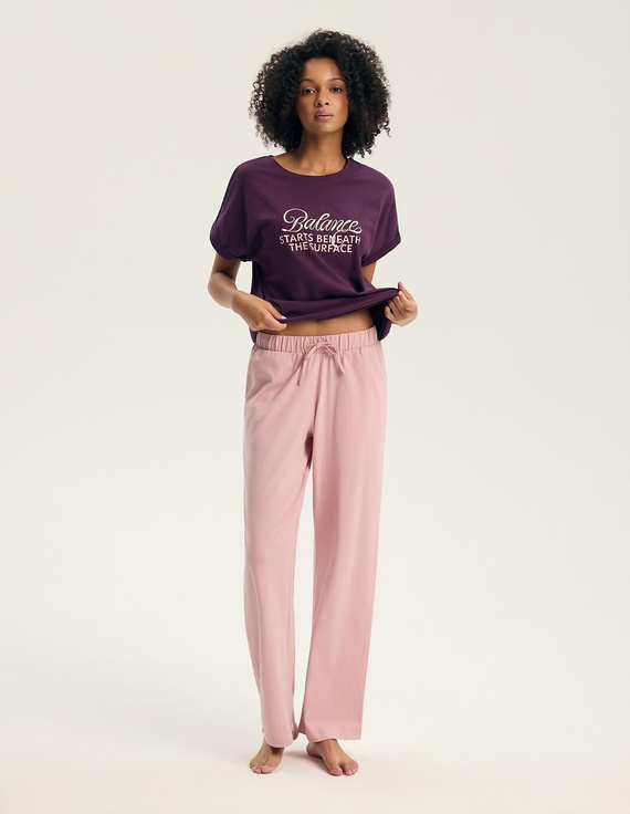 Henderson Galla 45445 Pigiama Donna 100% Cotone Pantaloni Lunghi viola-rosa sporco