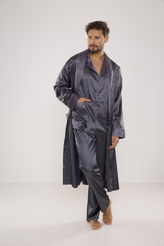 939 Pigiama da uomo in raso grigio