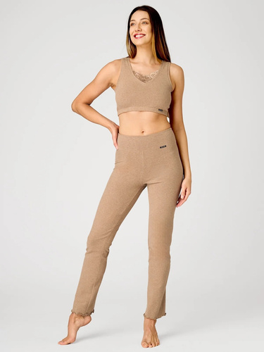 KEY Hot Touch LHE 729 5 beige pantaloni donna caldi 95% cotone gamba dritta