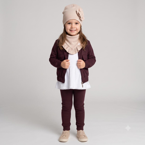 226274 Nicol HANIA Felpa bomber da ragazza in cotone marrone scuro