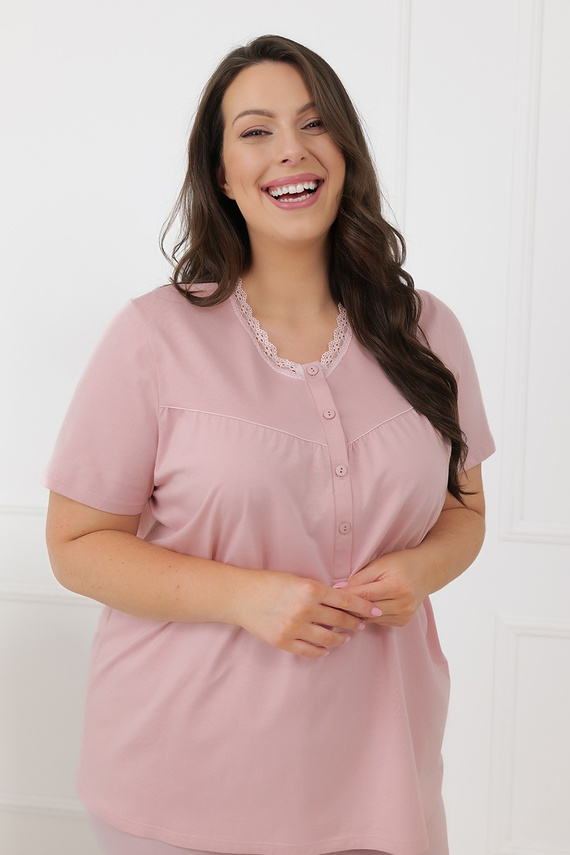 Hemaria Italian Fashion pigiama donna in cotone 3/4 plus size rosa