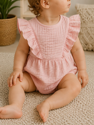 Tutina in mussola per neonati Mamatti RA50206 rosa arioso