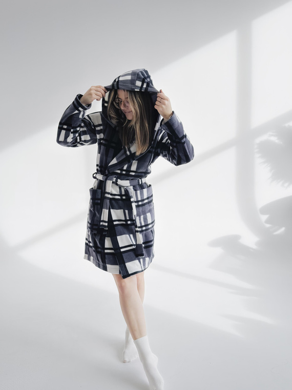 031 Coperta accappatoio De Lafense - accappatoio da donna in caldo pile Super Cozy, grigio