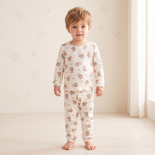 227036 Nicol BENEK Pigiama bambini 100% cotone crema con orsetti