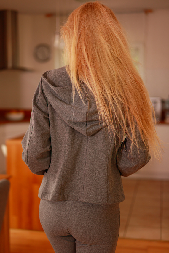 Adela - giacca con cappuccio da donna, 95% cotone 5% elastan | marchio polacco Mirale - grigio